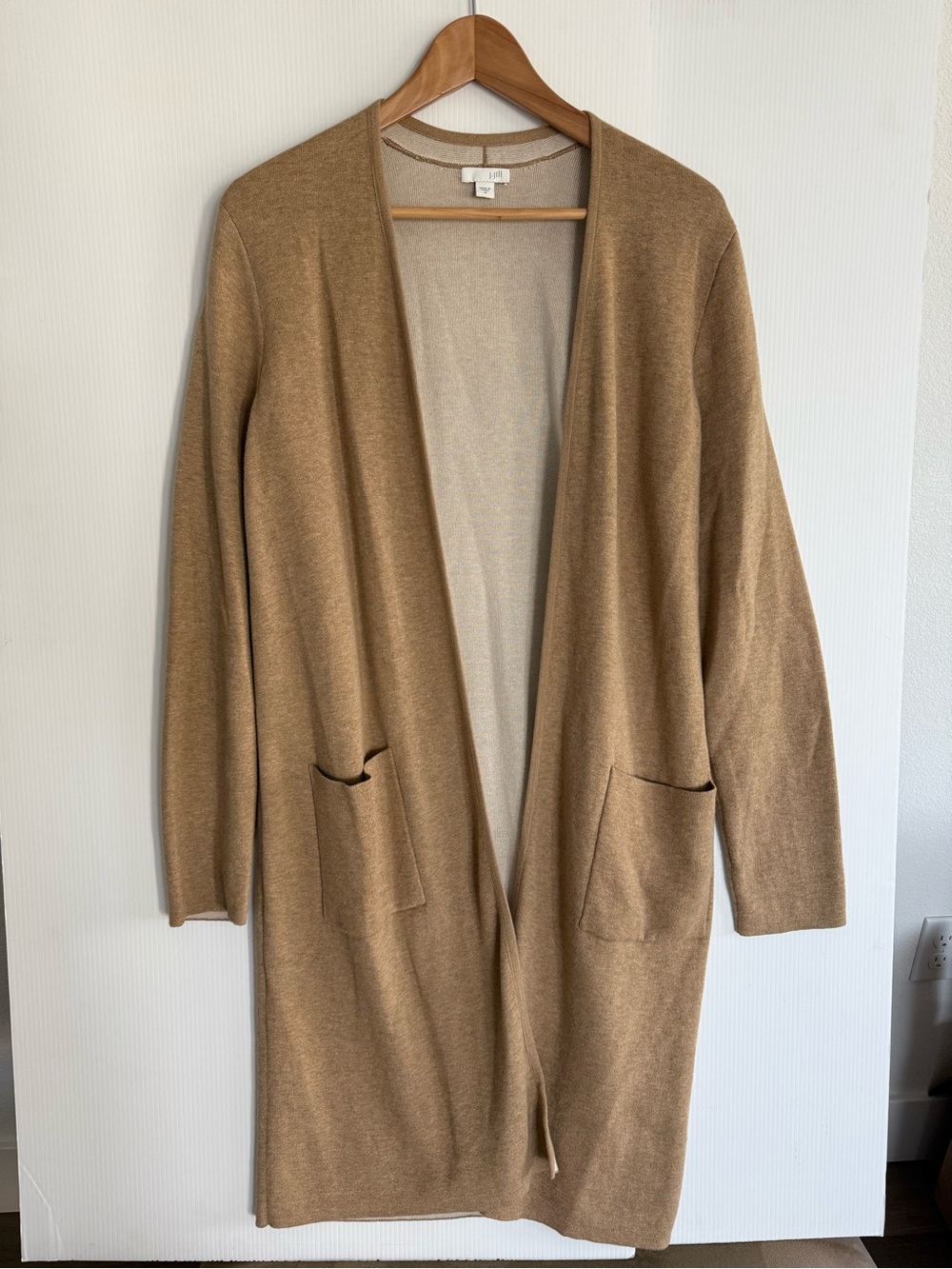 J. Jill Camel Open-Front Longline Cardigan